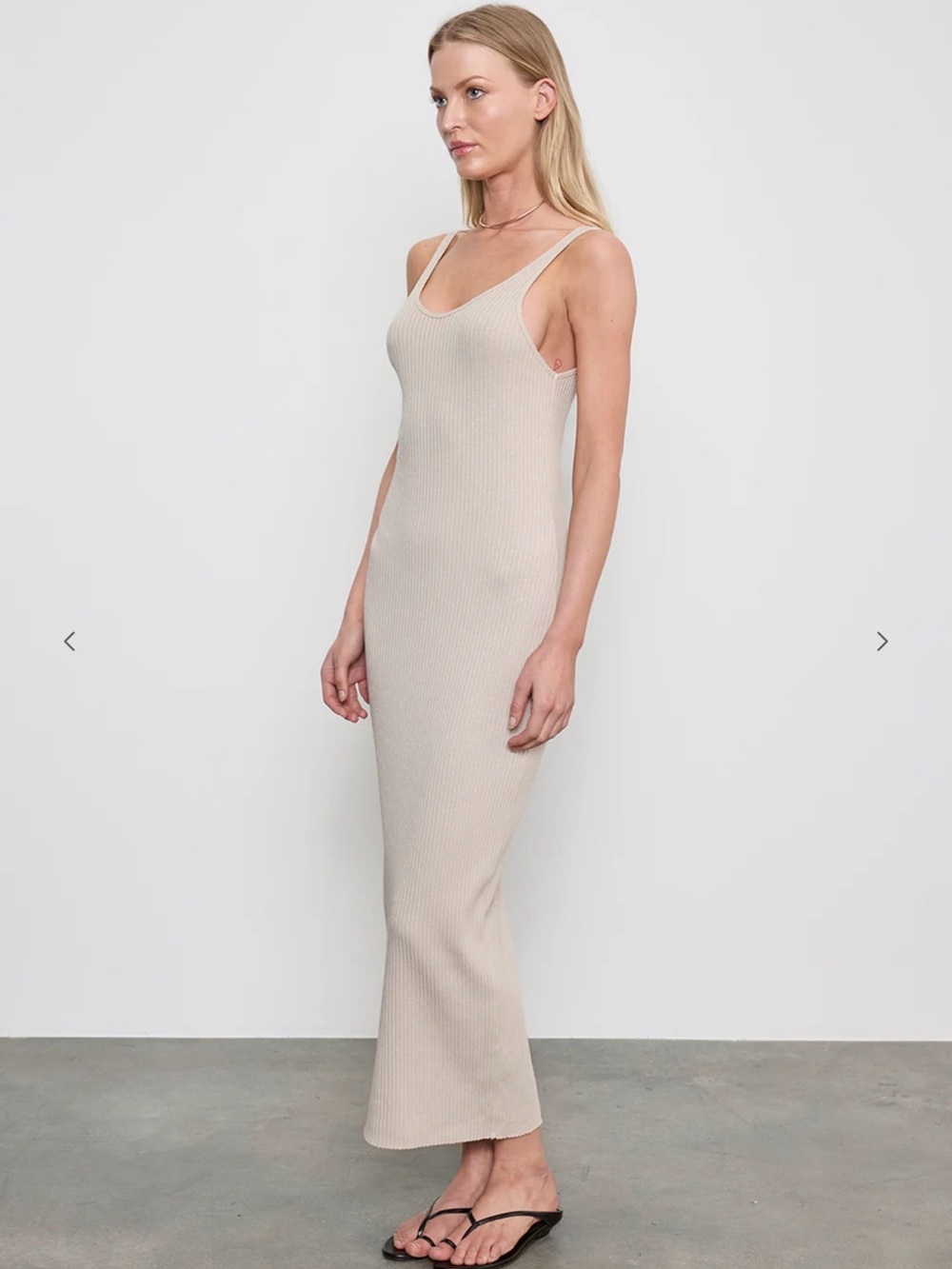 Enza Costa Cream Sleeveless Maxi Tank Silk Blend Dress - Picture 5 of 7